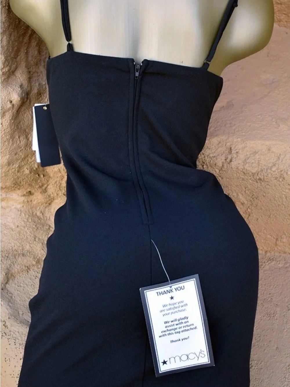 NWT City Studio Black RhinstonSpaghetti-Strap Bodycon Dress with Embellished Hem